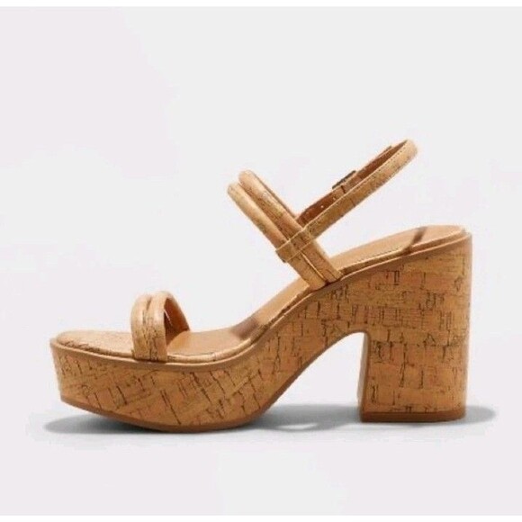 Universal Thread Shoes - Universal Thread Women's Size 11 Tan Alva Cork Platform Heels